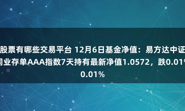 股票有哪些交易平台 12月6日基金净值：易方达中证同业存单AAA指数7天持有最新净值1.0572，跌0.01%