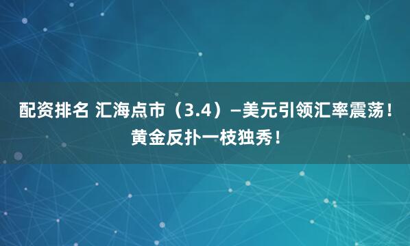 配资排名 汇海点市（3.4）—美元引领汇率震荡！黄金反扑一枝独秀！
