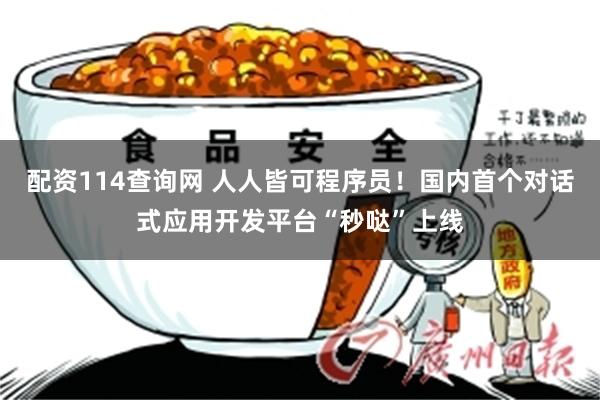配资114查询网 人人皆可程序员！国内首个对话式应用开发平台“秒哒”上线
