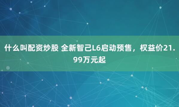 什么叫配资炒股 全新智己L6启动预售，权益价21.99万元起
