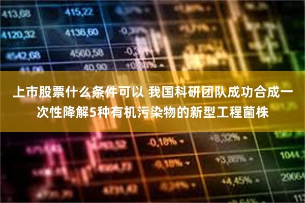 上市股票什么条件可以 我国科研团队成功合成一次性降解5种有机污染物的新型工程菌株