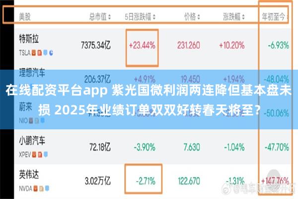 在线配资平台app 紫光国微利润两连降但基本盘未损 2025年业绩订单双双好转春天将至？