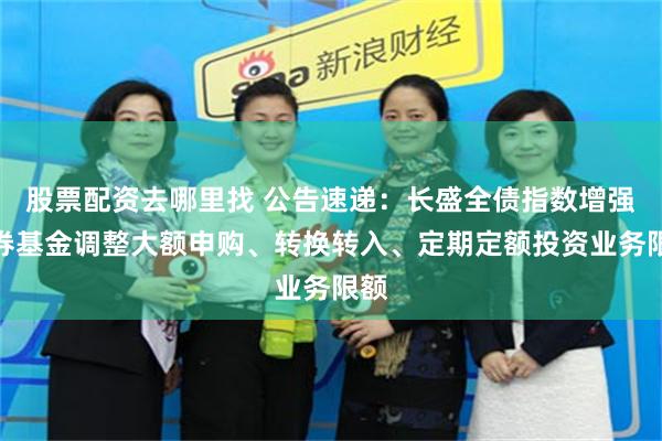 股票配资去哪里找 公告速递：长盛全债指数增强债券基金调整大额申购、转换转入、定期定额投资业务限额