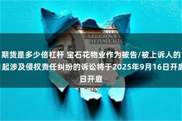 期货是多少倍杠杆 宝石花物业作为被告/被上诉人的1起涉及侵权责任纠纷的诉讼将于2025年9月16日开庭