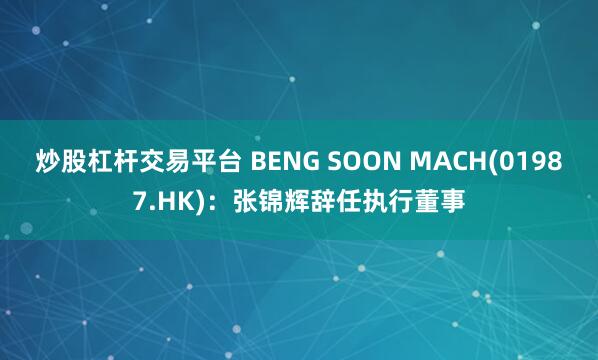 炒股杠杆交易平台 BENG SOON MACH(01987.HK)：张锦辉辞任执行董事